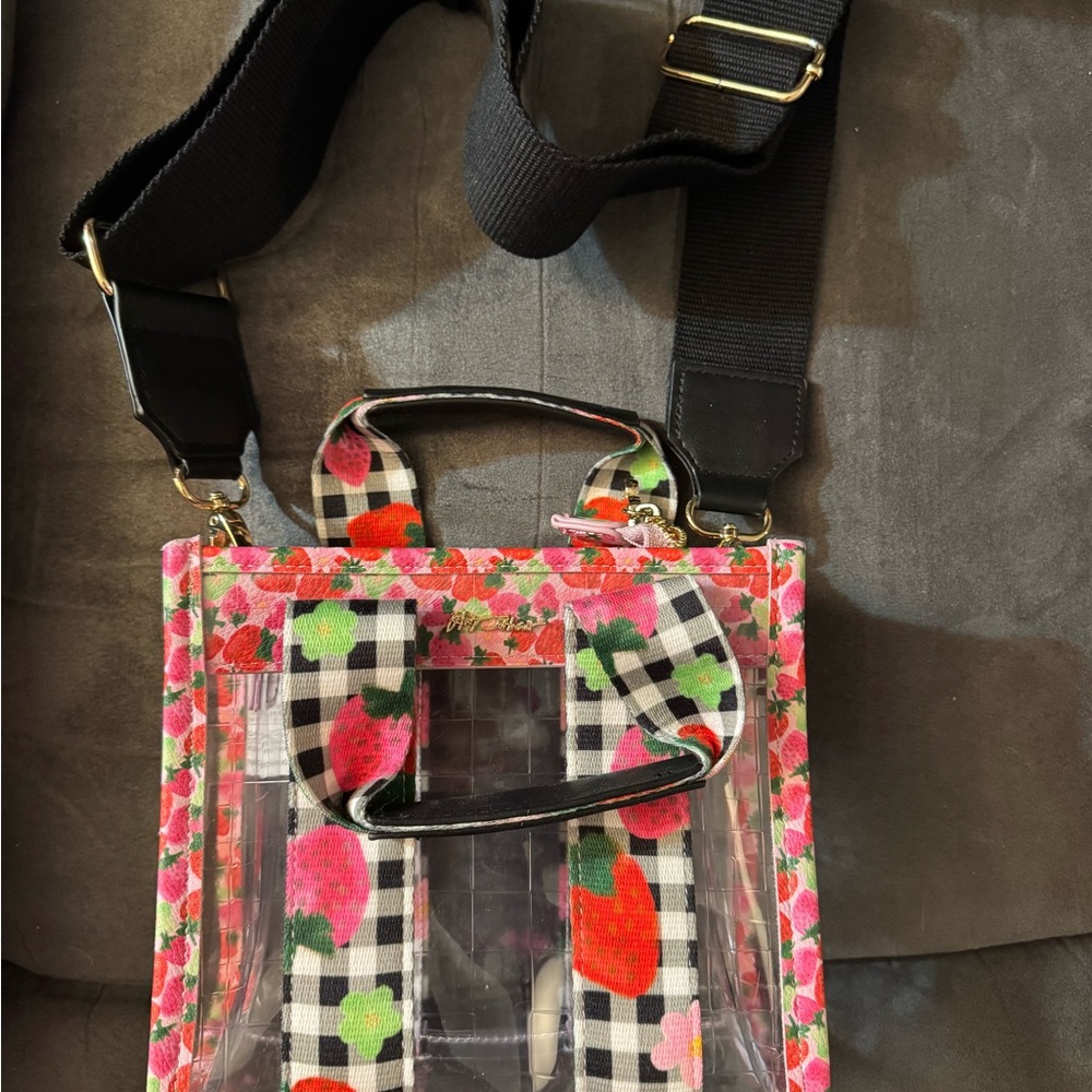 EUC Betsey Johnson Berry Clear Mini Tote